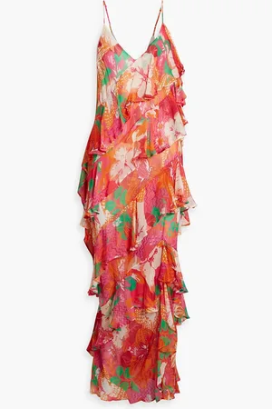 Msgm Ruffled printed crepon maxi dress - - IT 40