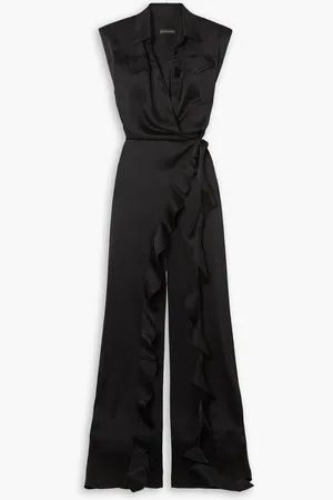 DAVID KOMA Ruffled satin wrap gown - - UK 6