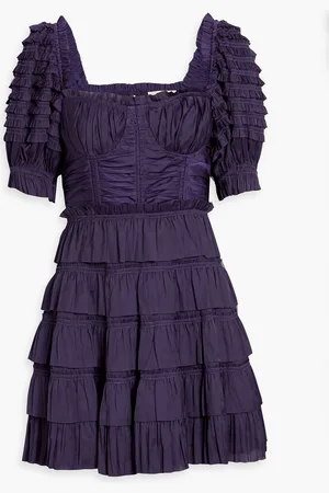 ULLA JOHNSON Lucette tiered satin mini dress - - US 2