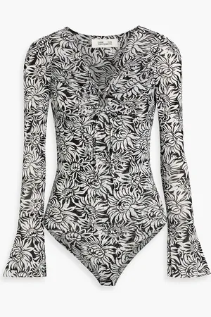 Diane von Furstenberg Lyric floral-print stretch-mesh bodysuit - - XXS