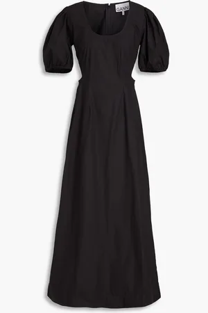 Ganni Cutout cotton-poplin maxi dress - - DE 36