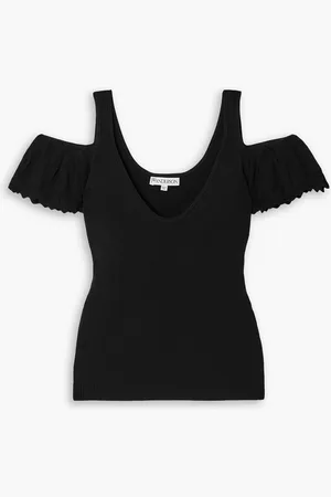 J.W.Anderson Cold-shoulder ruffled ribbed-knit tank - - XS