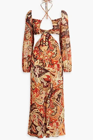 RIXO London Kamilla cutout printed chiffon midi dress - Red - UK 10
