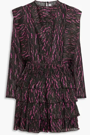 IRO Anael tiered printed silk-blend jacquard mini dress - Pink - FR 40