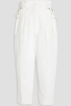 3.1 Phillip Lim Cropped hammered cotton and linen-blend tapered pants - White - US 2
