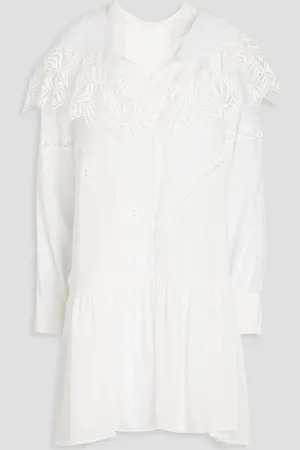 IRO Guipure lace-trimmed crepon mini dress - White - FR 36