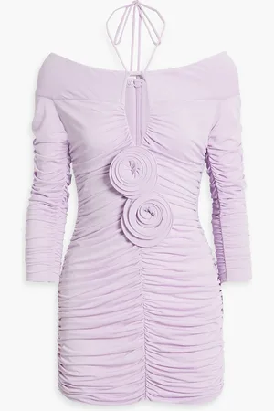 MAGDA BUTRYM Floral-appliquéd cutout stretch-jersey mini dress - Purple - FR 40