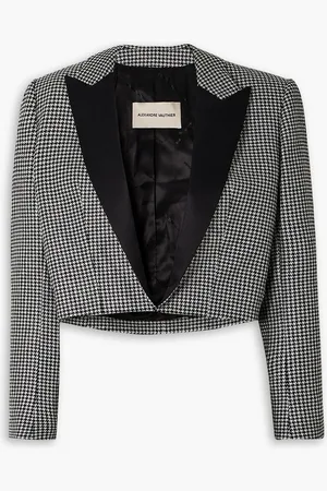 ALEXANDRE VAUTHIER Cropped satin-trimmed metallic houndstooth wool-blend blazer - - FR 40