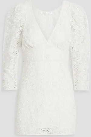 LOVESHACKFANCY Faye broderie anglaise organza mini dress - White - US 8