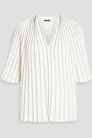Joseph Pellipar pleated striped crepe blouse - White - FR 38