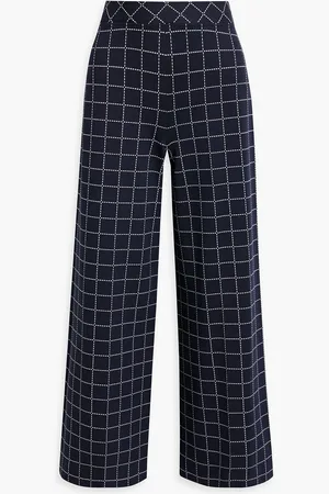 ROSETTA GETTY Checked jacquard wide-leg pants - Blue - S