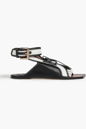 ZIMMERMANN Leather and faux raffia sandals - - EU 38