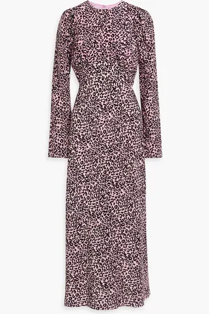 Les Rêveries Pleated leopard-print silk crepe de chine maxi dress - - US 8
