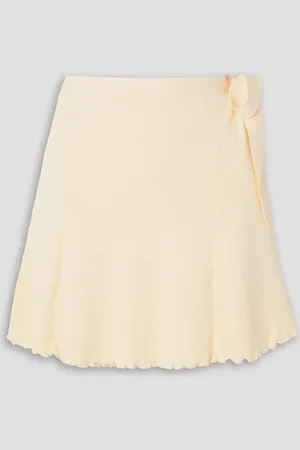 LIVE THE PROCESS Malia ruffled ribbed-knit mini wrap skirt - White - S
