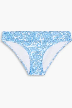 Heidi Klein Paisley-print stretch-piqué low-rise bikini briefs - Blue - M
