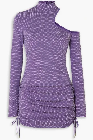 DAVID KOMA Cutout crystal-embellished stretch-jersey mini dress - - UK 14