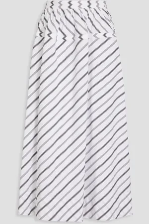 Tory Burch Striped cotton-poplin midi skirt - - US 4