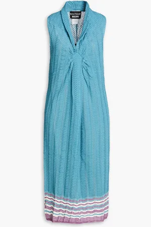 Moschino Gathered crochet-knit midi dress - Blue - IT 40