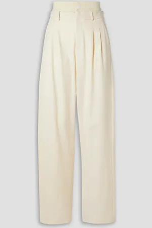MONSE Layered wool-blend twill wide-leg pants - White - US 0