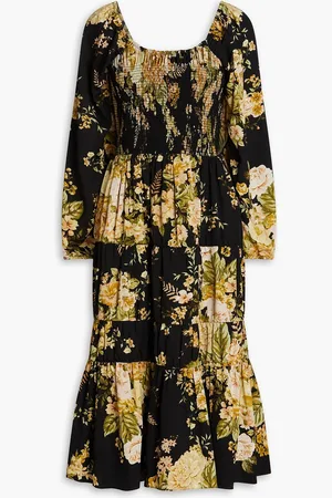 MIKAEL AGHAL Off-the-shoulder gathered floral-print crepe midi dress - - US 6