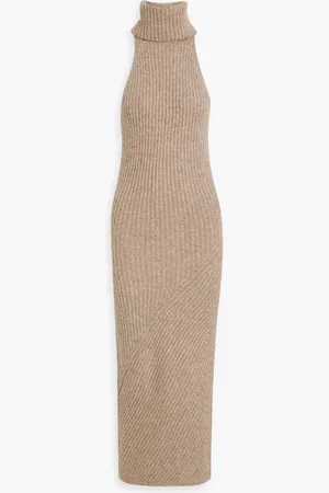Nicholas Ribbed-knit turtleneck midi dress - Neutral - S