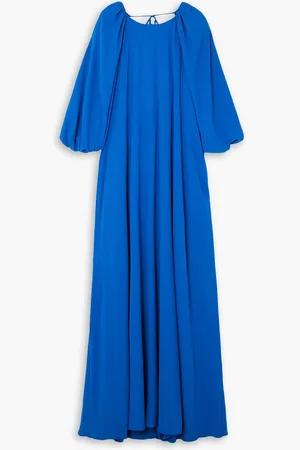 Bernadette Frida tie-detailed open-back chiffon maxi dress - Blue - FR 36