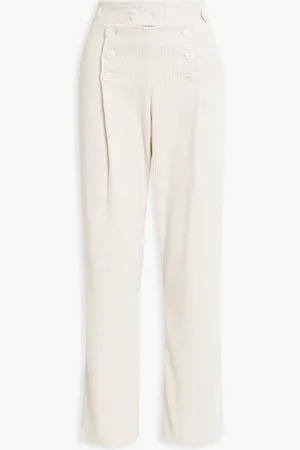 The Line By K Pleated cotton-corduroy straight-leg pants - White - 24