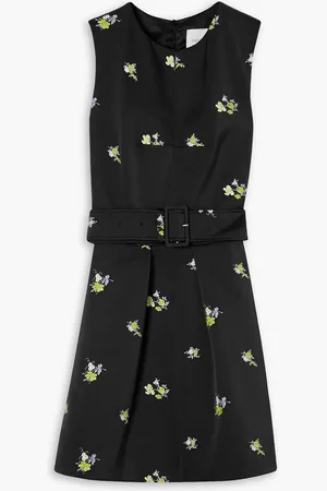 Patou Devin belted embroidered duchesse-satin mini dress - - FR 44