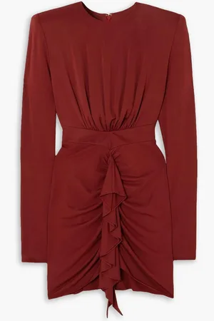 ALEXANDRE VAUTHIER Ruffled gathered stretch-jersey mini dress - Red - FR 36