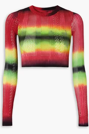 AGR Cropped tie-dyed pointelle-knit sweater - - XS