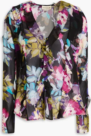 Nicholas Ruffled floral-print silk-chiffon blouse - - US 2