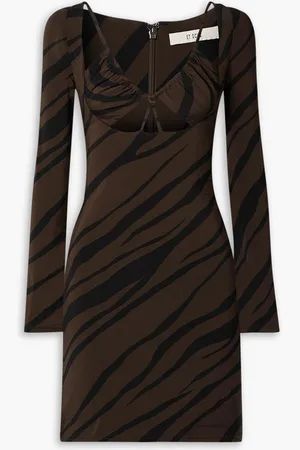 ET OCHS Aida cutout zebra-print stretch-jersey mini dress - Brown - US 0