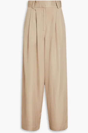 By Malene Birger Pascali pleated satin-twill wide-leg pants - Neutral - DE 42