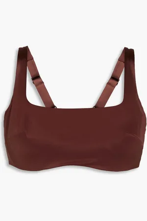 Form and Fold D-G The Crop stretch-satin bikini top - Brown - 34 FF