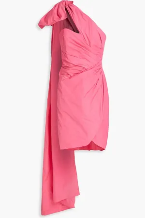 Marchesa Notte Bow-detailed draped taffeta mini dress - Pink - US 12