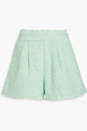 AJE Emmeline pleated bouclé-tweed shorts - Green - UK 6