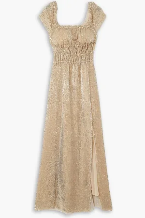 Altuzarra Lily shirred sequined stretch-silk midi dress - Metallic - FR 34