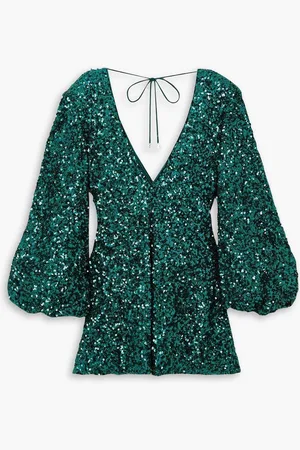 ROTATE Darsie sequined stretch-chiffon mini dress - Green - DE 36