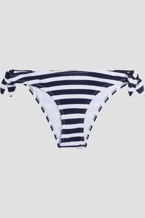 Heidi Klein Striped stretch-seersucker low-rise bikini briefs - - XS