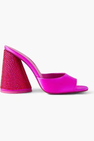 The Attico Luz crystal-embellished satin mules - Pink - EU 35.5