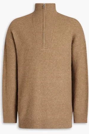 Nanushka Brushed knitted half-zip sweater - Brown - XS