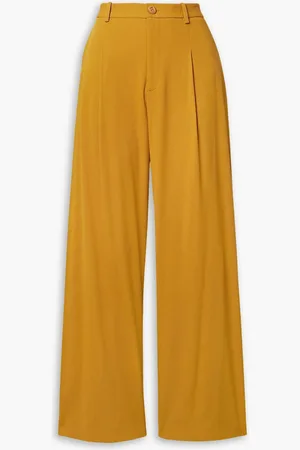 LAPOINTE Pleated crepe straight-leg pants - Yellow - US 14