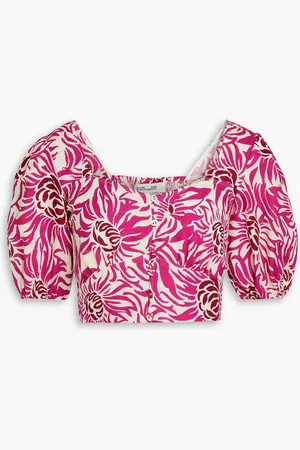 Diane von Furstenberg Dover cropped floral-print canvas top - - US 12