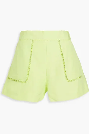 AJE Lucie bead-embellished linen-blend shorts - Yellow - UK 16