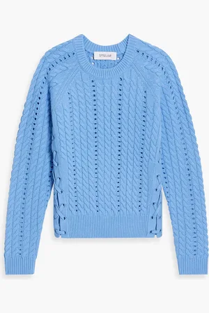 Derek Lam Aitana lace-up cable-knit wool sweater - Blue - M