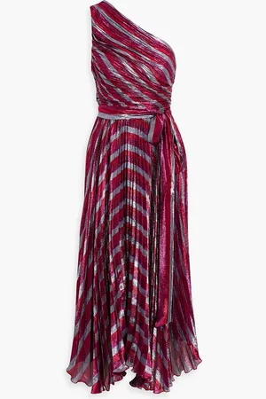 MARIA LUCIA HOHAN Edith one-shoulder pleated metallic silk-blend midi dress - - FR 42
