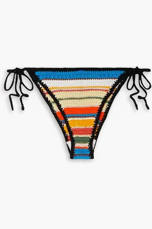 Ganni Striped crocheted cotton bikini briefs - - DE 44