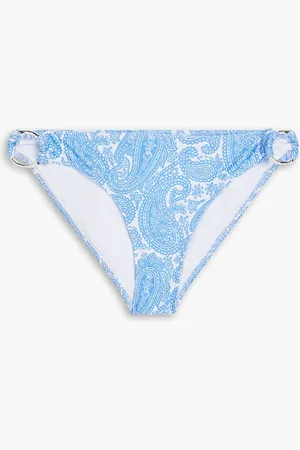 Heidi Klein Paisley-print stretch-piqué low-rise bikini briefs - Blue - L