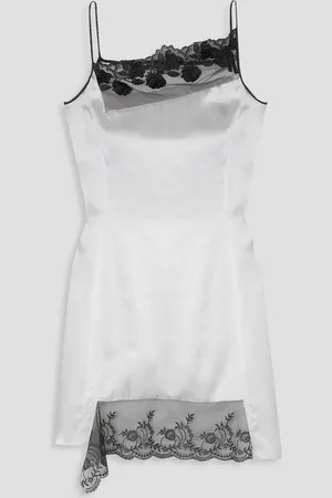 MERYLL ROGGE Asymmetric lace-trimmed silk-charmeuse mini dress - - FR 32