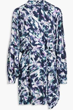 IRO Kardes cutout printed twill mini dress - Blue - FR 34
